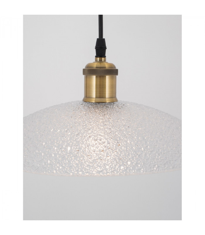 Grane 30cm Dome Pendant Ceiling Light Diamond White Glass Gold Metal LED E27-3