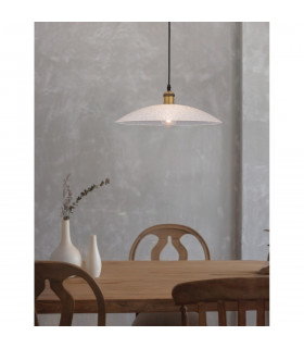 Grane 40cm Dome Pendant Ceiling Light Diamond White Glass Gold Metal LED E27-2