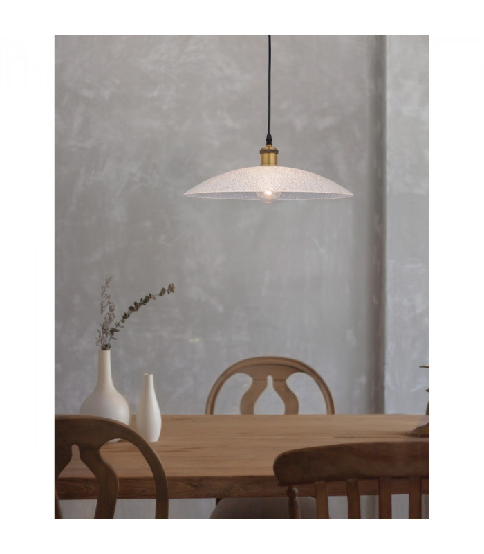 Grane 40cm Dome Pendant Ceiling Light Diamond White Glass Gold Metal LED E27-2