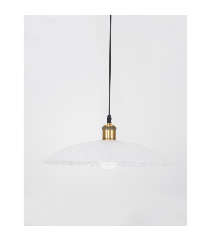 Grane 40cm Dome Pendant Ceiling Light Diamond White Glass Gold Metal LED E27-3