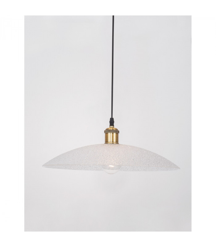 Grane 40cm Dome Pendant Ceiling Light Diamond White Glass Gold Metal LED E27-4
