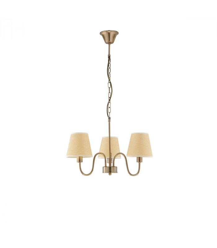 Elizabeth 3 Light Multi Arm Chandelier with Shades Antique Bronze Metal Sand Shade LED E14-1