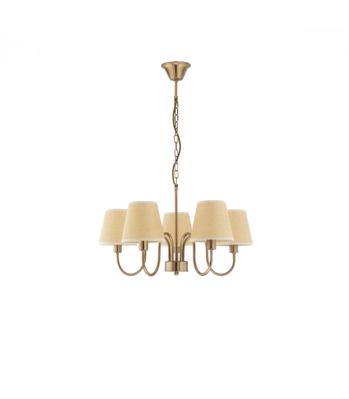 Elizabeth 5 Light Multi Arm Chandelier with Shades Antique Bronze Metal Sand Shade LED E14att-1