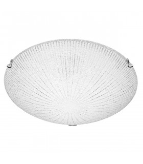 Shell 40cm Flush Ceiling Light White Clear Structured Glass LED E27-1