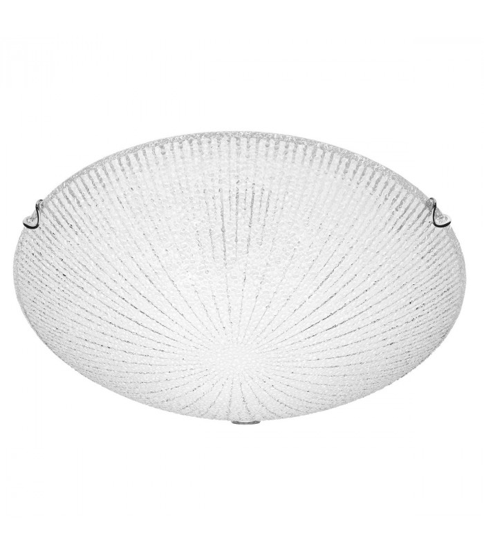 Shell 40cm Flush Ceiling Light White Clear Structured Glass LED E27-1