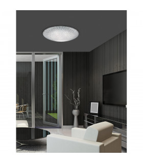 Shell 40cm Flush Ceiling Light White Clear Structured Glass LED E27-2
