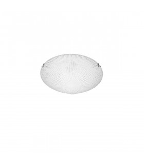 Shell 30cm Flush Ceiling Light White Clear Structured Glass LED E27-1