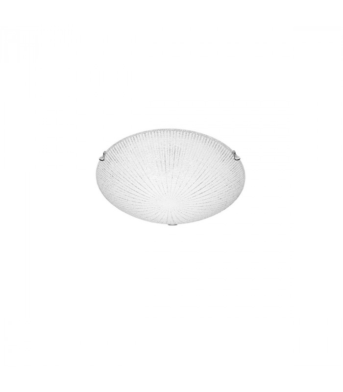 Shell 30cm Flush Ceiling Light White Clear Structured Glass LED E27-1