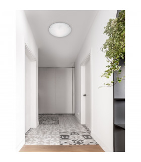 Shell 30cm Flush Ceiling Light White Clear Structured Glass LED E27-2