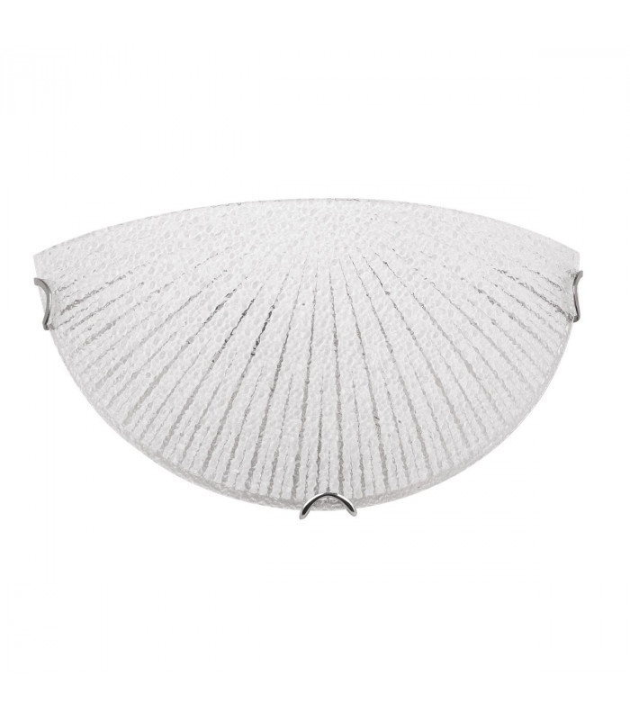 Shell Flush Wall Uplighter White Clear Structured Glass LED E27-1