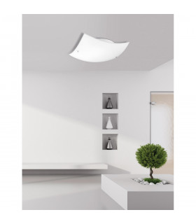 Quale 50cm Flush Ceiling Light Satinated White Glass Chrome Metal LED E27-2