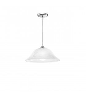 Vinca 30cm Dome Pendant Ceiling Light Chrome Metal Alabaster Glass LED E27-1