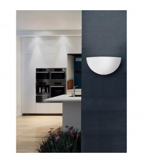Anco Flush Wall Uplighter Satinated White Glass Chrome Metal LED E27-2