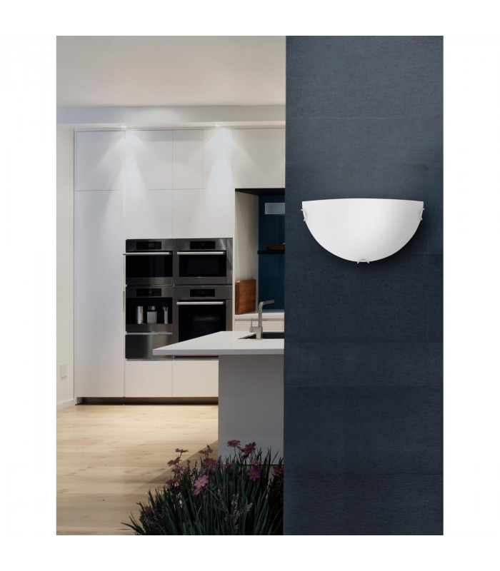 Anco Flush Wall Uplighter Satinated White Glass Chrome Metal LED E27-2