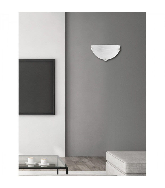 Giorno Flush Wall Uplighter Alabaster Glass Chrome Metal LED E27-2