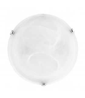 Giorno 30cm Flush Ceiling Light Alabaster Glass Chrome Metal LED E27-1