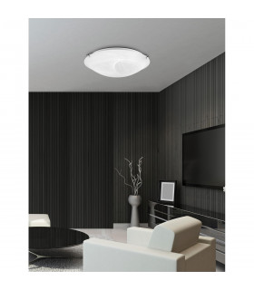 Giorno 30cm Flush Ceiling Light Alabaster Glass Chrome Metal LED E27-2