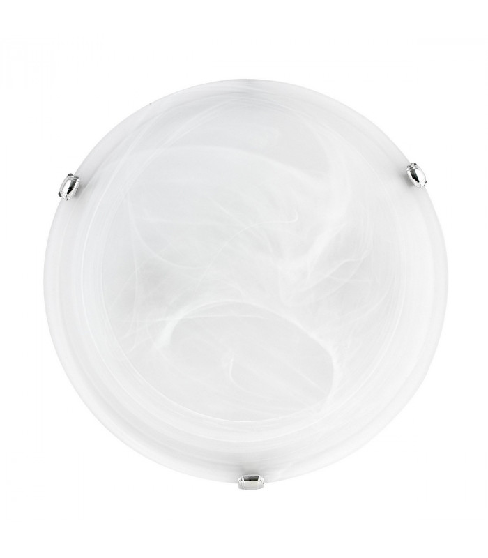 Giorno 40cm Flush Ceiling Light Alabaster Glass Chrome Metal LED E27-1