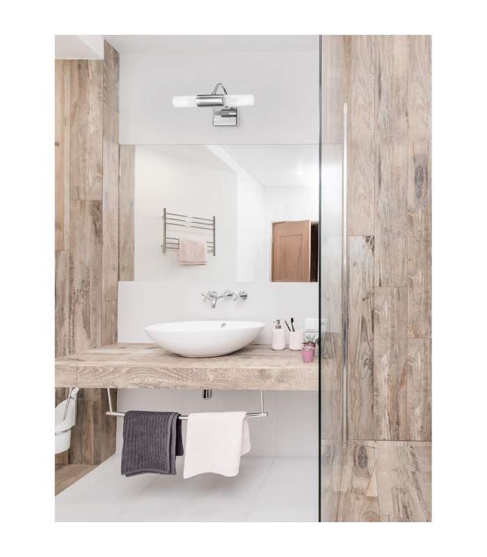 Dritto 2 Light Bathroom Wall Lamp Opal Glass Chrome Aluminium G9 IP44-2