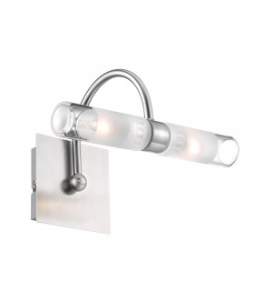 Dritto 2 Light Bathroom Wall Lamp Clear Glass Satin Nickel Metal G9 IP44-1