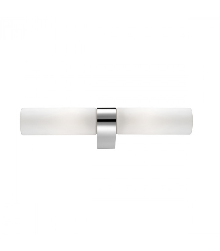 Polo 2 Light Bathroom Wall Lamp White Opal Glass Chrome Aluminium LED E14 IP44-1