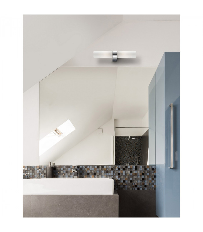 Polo 2 Light Bathroom Wall Lamp White Opal Glass Chrome Aluminium LED E14 IP44-2