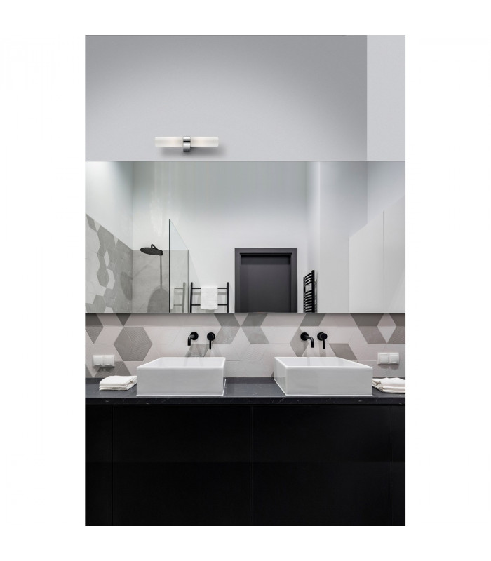 Polo 40cm Bathroom Wall Lamp White Opal Glass Chrome Aluminium LED E14 IP44-2