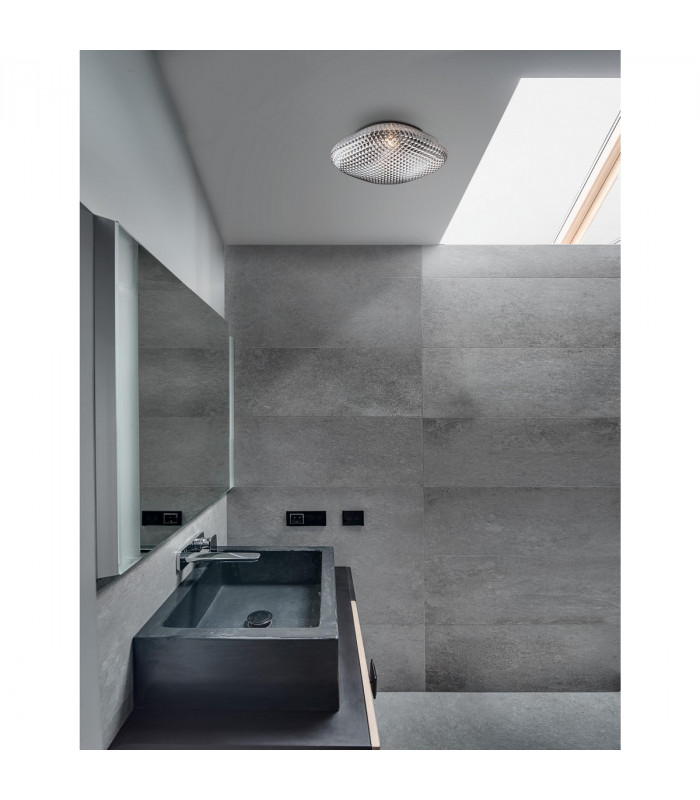Sens Bathroom Ceiling Light Grey Glass Led E27-3