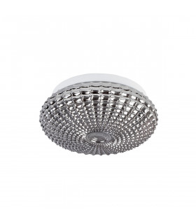 Clam 2 Light Bathroom Ceiling Light Smoke Chrome Glass White Metal Led E27 Ip44-1
