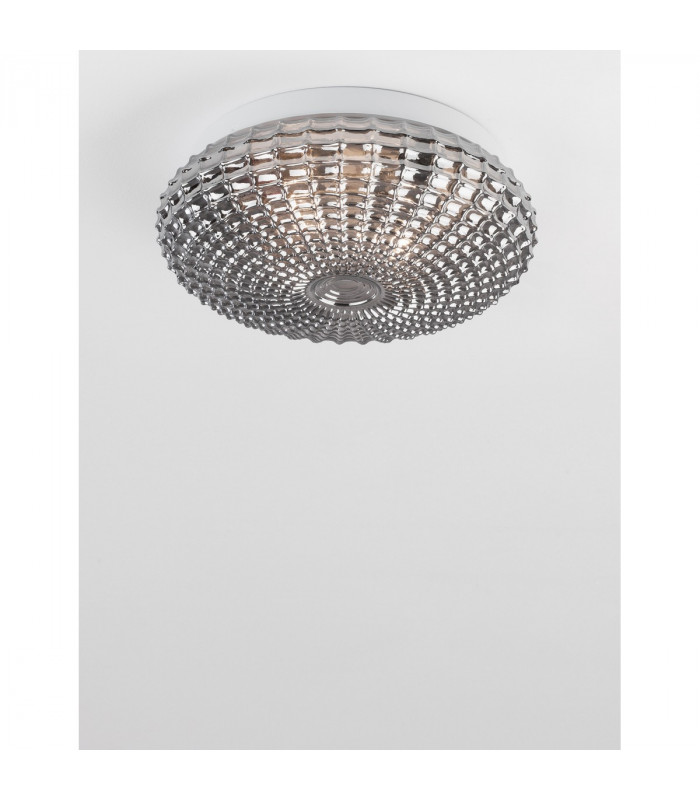 Clam 2 Light Bathroom Ceiling Light Smoke Chrome Glass White Metal Led E27 Ip44-3