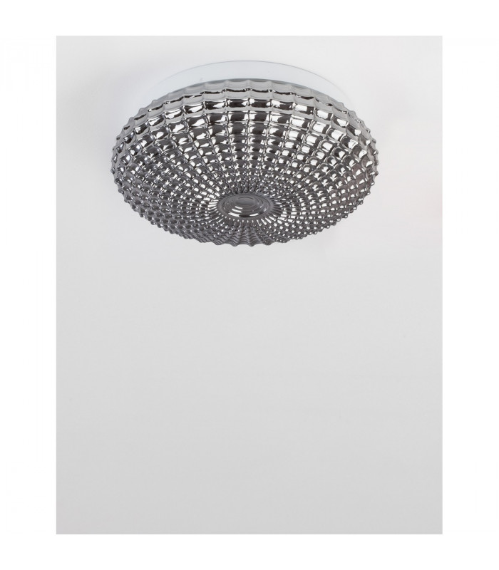 Clam 2 Light Bathroom Ceiling Light Smoke Chrome Glass White Metal Led E27 Ip44-4