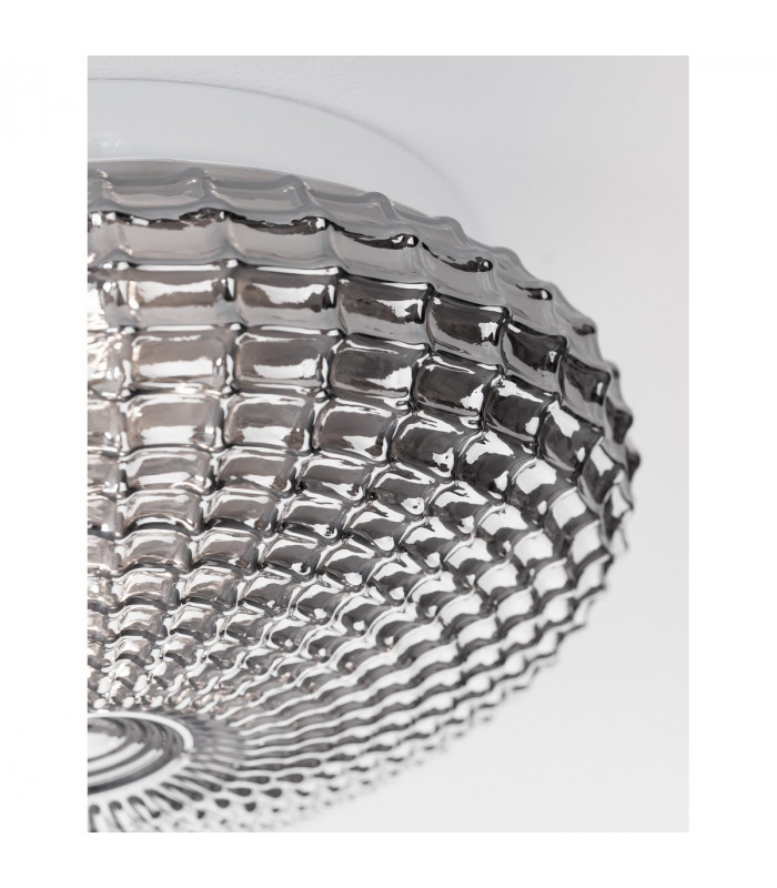 Clam 2 Light Bathroom Ceiling Light Smoke Chrome Glass White Metal Led E27 Ip44-7