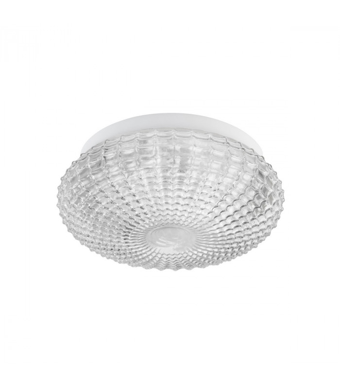 Clam 2 Light Bathroom Ceiling Light Clear Glass White Metal LED E27 IP44-1