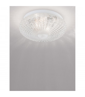 Clam 2 Light Bathroom Ceiling Light Clear Glass White Metal LED E27 IP44-2