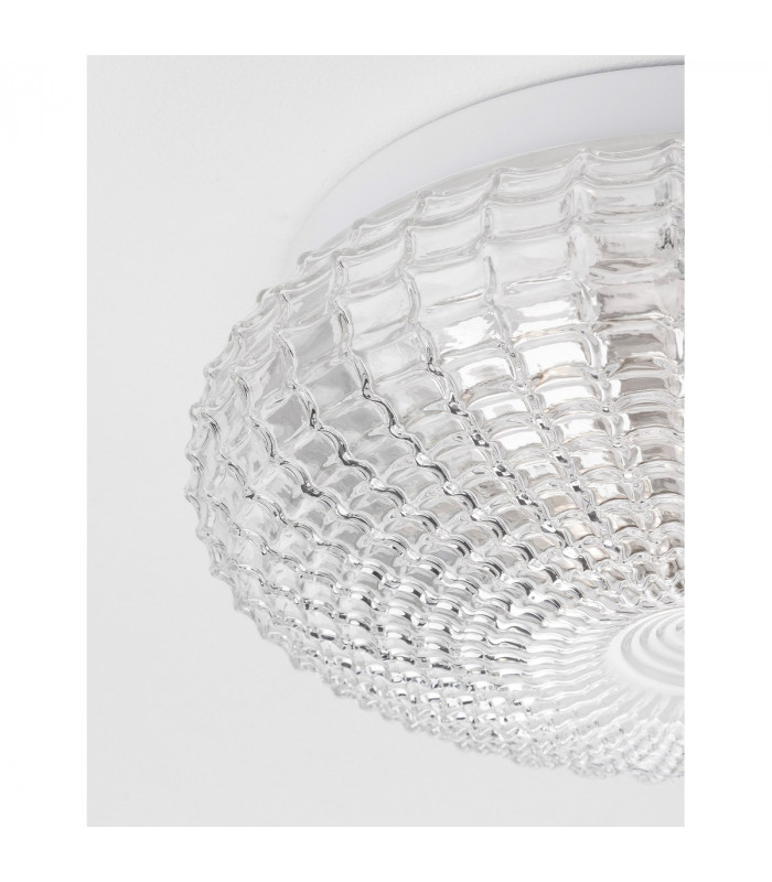Clam 2 Light Bathroom Ceiling Light Clear Glass White Metal LED E27 IP44-3