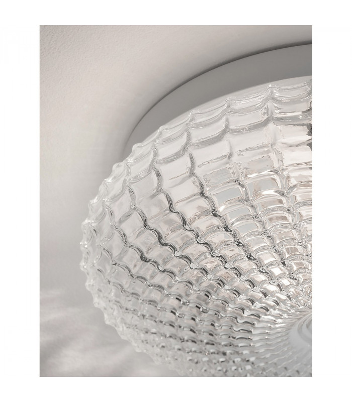 Clam 2 Light Bathroom Ceiling Light Clear Glass White Metal LED E27 IP44-4