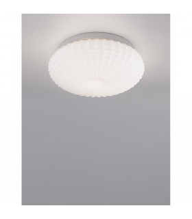 Clam 2 Light Bathroom Ceiling Light White Glass White Metal LED E27 IP44-2