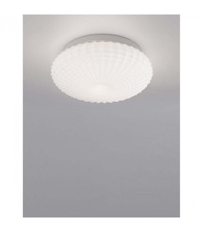 Clam 2 Light Bathroom Ceiling Light White Glass White Metal LED E27 IP44-2