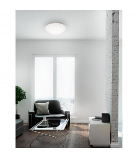 Brest 30cm Flush Ceiling Light White Opal Glass Metal LED E27-2