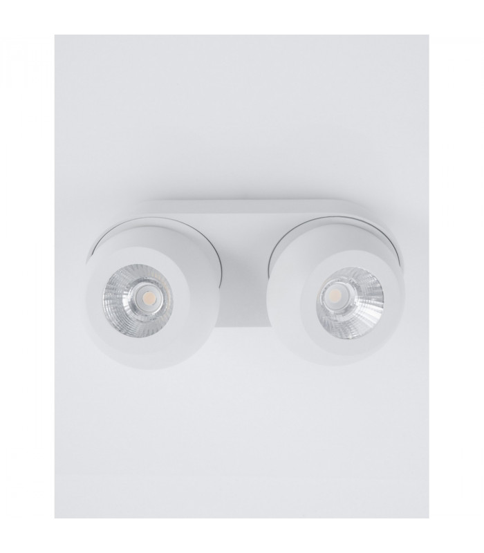 Gon 2 Light Twin Ceiling Spotlight Sandy White Aluminium LED 2x5W 800Lm 3000K-3