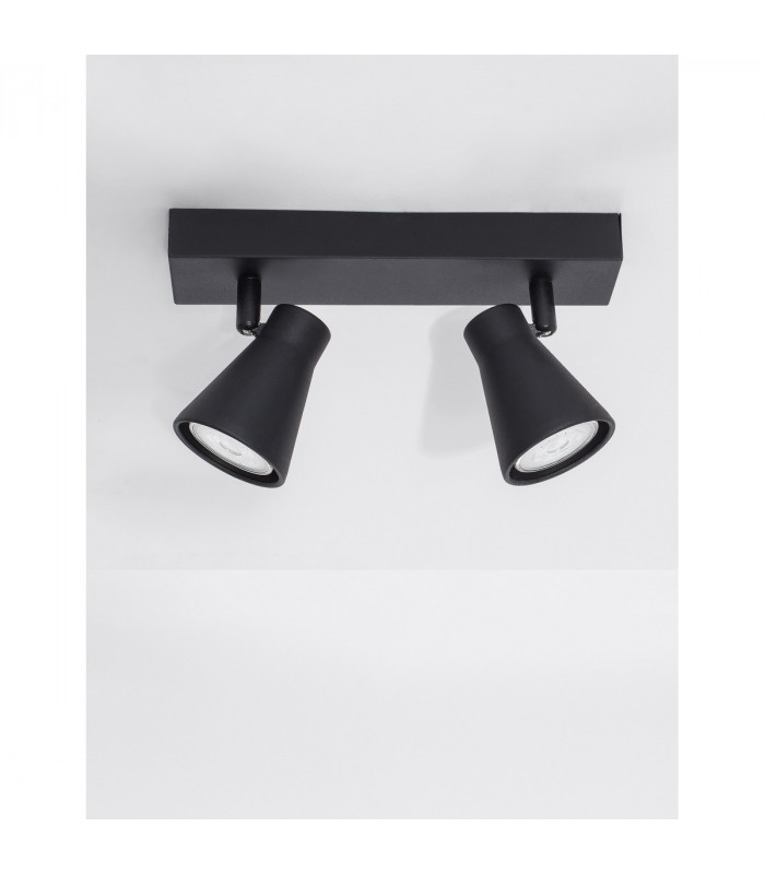 Gropius 2 Light Twin Ceiling Spotlight Sandy Black Metal LED GU10 2x10W-3