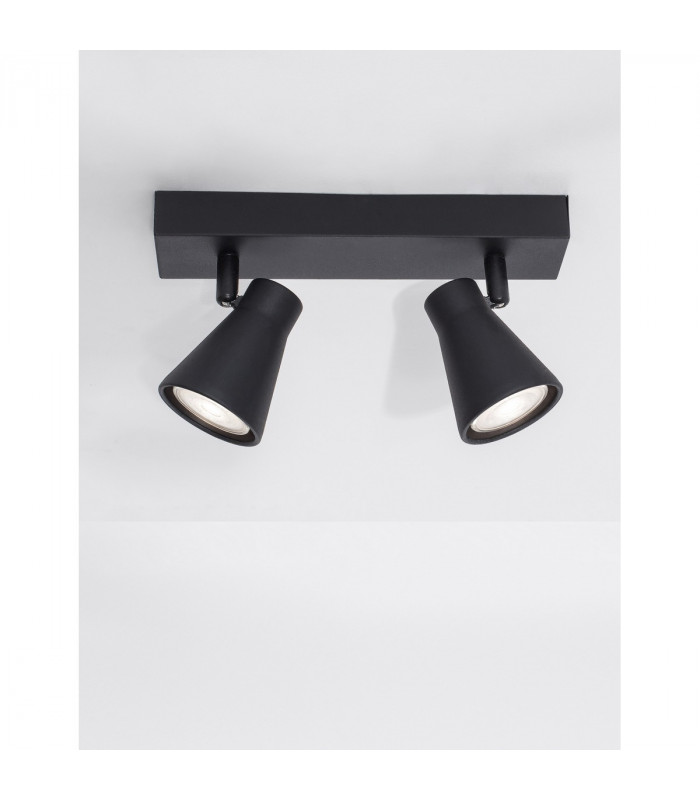 Gropius 2 Light Twin Ceiling Spotlight Sandy Black Metal LED GU10 2x10W-4