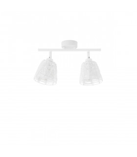 Gropius 2 Light Twin Ceiling Spotlight Sandy White Metal Sandy White Cord LED E14-1