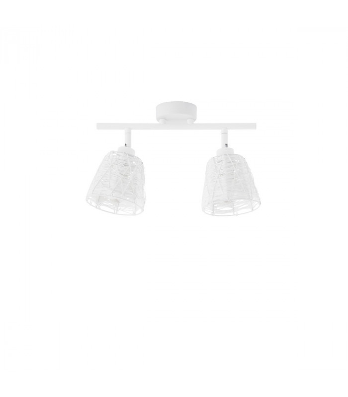 Gropius 2 Light Twin Ceiling Spotlight Sandy White Metal Sandy White Cord LED E14-1