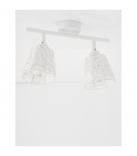 Gropius 2 Light Twin Ceiling Spotlight Sandy White Metal Sandy White Cord LED E14-2