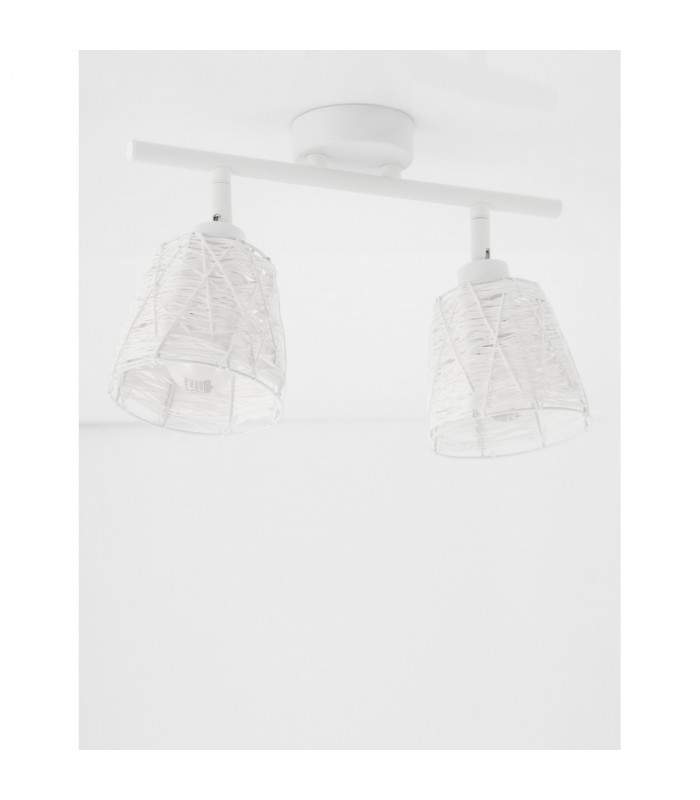 Gropius 2 Light Twin Ceiling Spotlight Sandy White Metal Sandy White Cord LED E14-2