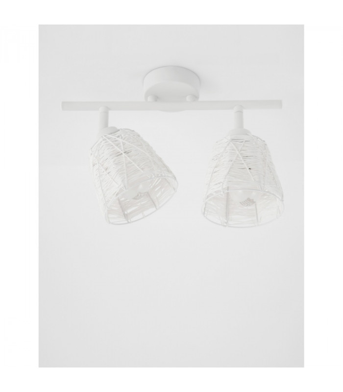 Gropius 2 Light Twin Ceiling Spotlight Sandy White Metal Sandy White Cord LED E14-3