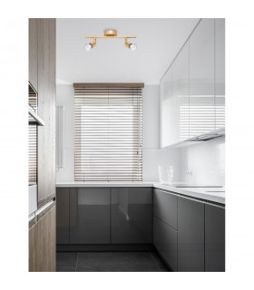 Gropius 2 Light Twin Ceiling Spotlight Satin Gold Metal LED GU10 2x5W-2