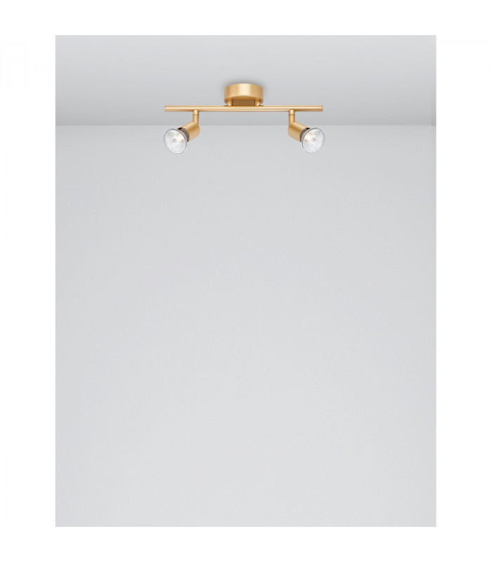 Gropius 2 Light Twin Ceiling Spotlight Satin Gold Metal LED GU10 2x5W-3