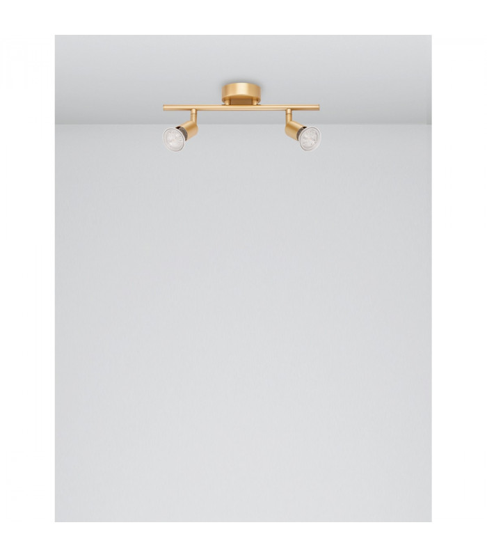 Gropius 2 Light Twin Ceiling Spotlight Satin Gold Metal LED GU10 2x5W-4